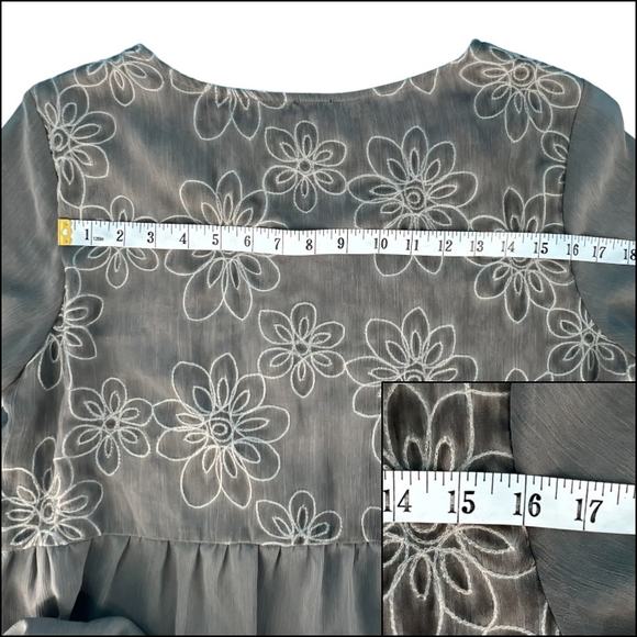 CalStyle Embroidered Peasant Top Mini Dress Tunic Top 3/4 Bell Sleeves Size L - Picture 12 of 16